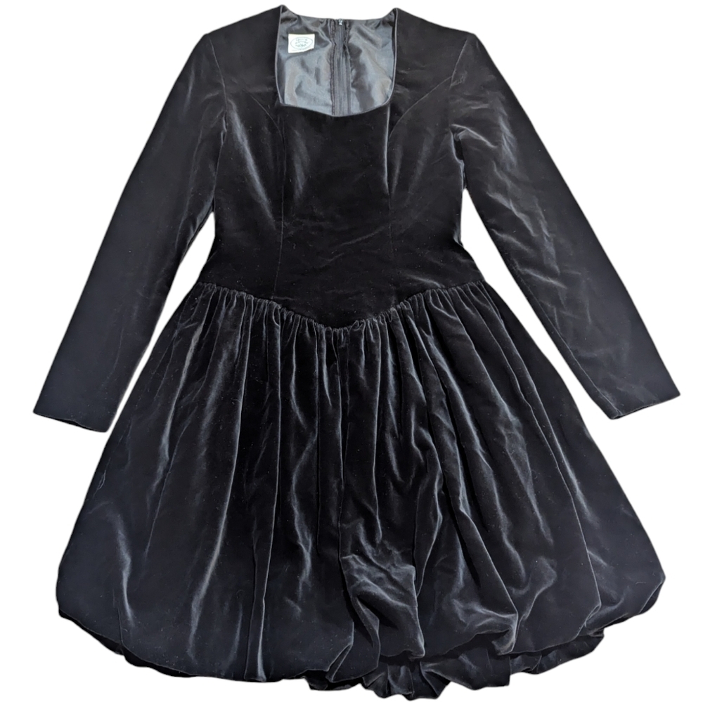 Laura Ashley Black Velvet Long Sleeve Dress